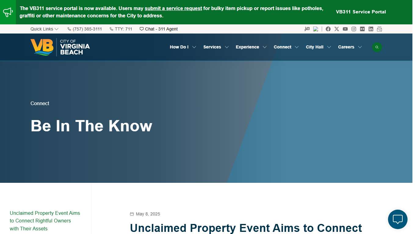 Unclaimed Property Event Aims to Connect… City of Virginia Beach